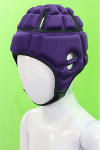 "Elite rugby helmet with open-ear design and moisture-wicking lining"

