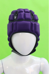 "Modern rugby headgear with breathable panels and ear protection" 