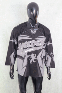 "Youth hockey uniform set including helmet and jersey"

