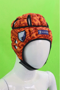 "Protective rugby helmet with padded foam design for players" 