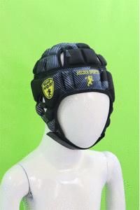 "Elite rugby helmet with open-ear design and moisture-wicking lining"

