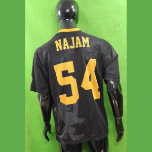 "Front and back view of 2025 American football uniform with team logo"

