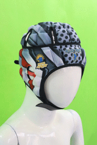 "Adjustable rugby headgear with foam padding for maximum safety and comfort"

