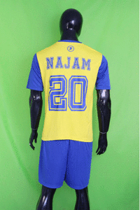 Elite Soccer Uniform 2025 front and back view in custom team colors


