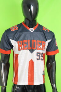 "Front and back view of 2025 American football uniform with team logo" 