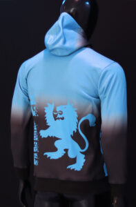 Helder Sports Blue Gradient Hoodie 2025 – Premium athletic pullover with black-to-blue ombre design, drawstring hood, and “Helder” logo for men.