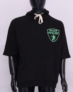 Helder Sports Black Pullover Hoodie 2025 – premium customizable hoodie with green Helder tag, soft fabric, drawstring hood, and front pocket.